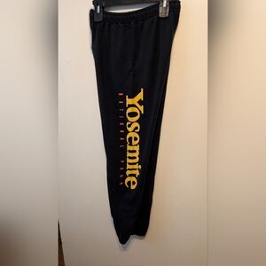 Roots Black Sweatpants with Yellow Print Yosemite National Park